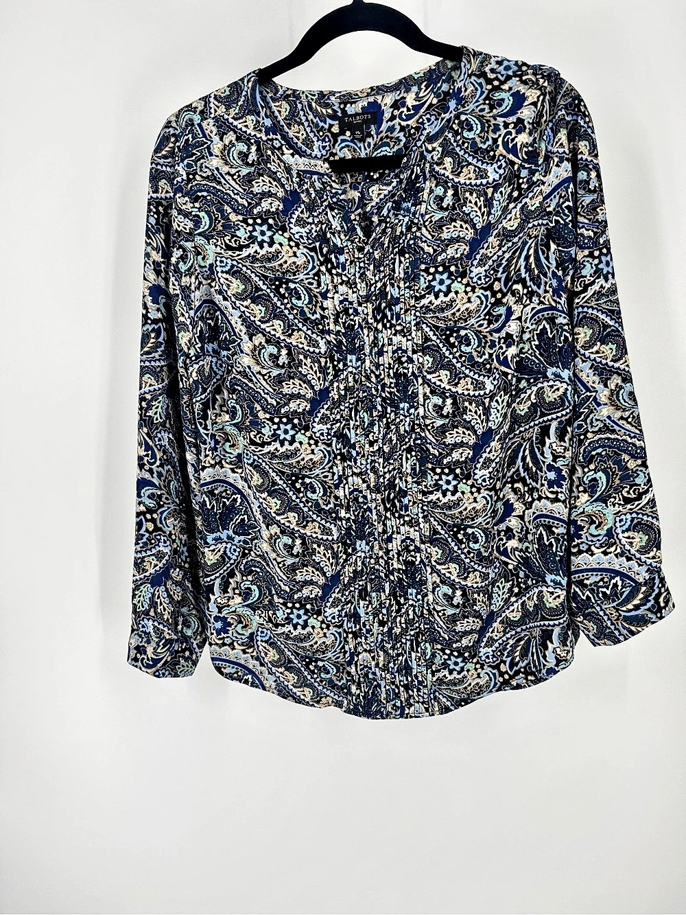 Talbots Paisley Blouse in Blue & White Size Medium Like New